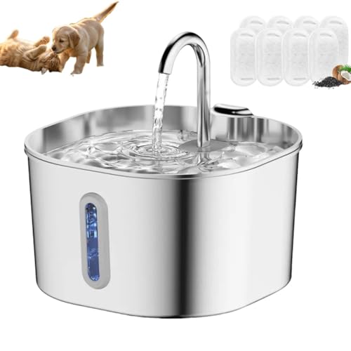 Purrify Katzentrinkbrunnen Aus Edelstahl, 2,2 L Wasserbrunnen Mit Filter Für Katzen Im Innenbereich, Automatische Trinkbrunnen Mit Großer Kapazität(1pc+8*Filter+8*Square Cotton) von Qixfyze