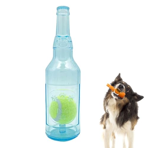 Qixfyze Hundespielzeug, Ball in einer Flasche, interaktives Spielzeug für Hunde, Flaschenspielzeug für Hunde mit Tennisball zum Kauen und Drücken, interaktives quietschendes Spielzeug (Blau, 25 cm) Qixfyze Hundespielzeug, Ball in einer Flasche, interaktives Spielzeug für Hunde, Flaschenspielzeug für Hunde mit Tennisball zum Kauen und Drücken, interaktives quietschendes Spielzeug (Blau, 25 cm) von Qixfyze