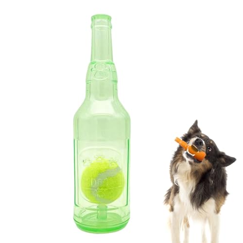 Qixfyze Hundespielzeug, Ball in einer Flasche, interaktives Spielzeug für Hunde, Flaschenspielzeug für Hunde mit Tennisball zum Kauen und Drücken, interaktives quietschendes Spielzeug (Grün, 25 cm) Qixfyze Hundespielzeug, Ball in einer Flasche, interaktives Spielzeug für Hunde, Flaschenspielzeug für Hunde mit Tennisball zum Kauen und Drücken, interaktives quietschendes Spielzeug (Grün, 25 cm) von Qixfyze