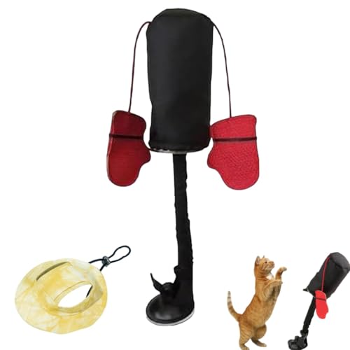 Qixfyze Interaktives Katzen-Boxsack-Spielzeug, Katzen-Boxsack-Spielzeug Mit Saugnapfbasis Und Boxhandschuhen(1pc) von Qixfyze