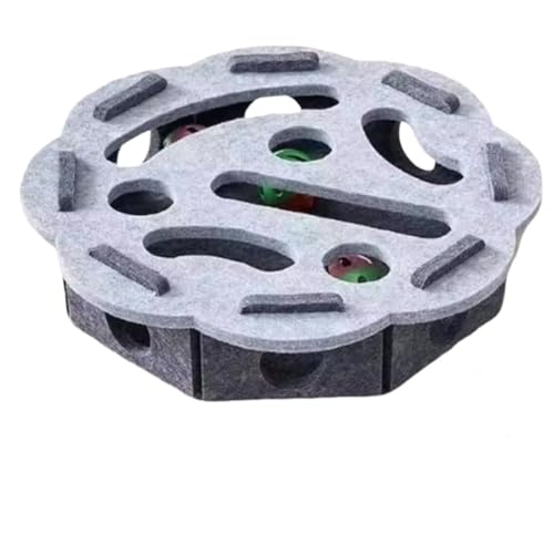 Qixfyze Katzenkratzpuzzle-bereicherungsbox, Katzenkratzpuzzle-Box-Spielzeug für Hauskatzen, Interaktives Katzenspielzeug, Kratzbrett mit 3 Glöckchenbällen(Gray-B) von Qixfyze