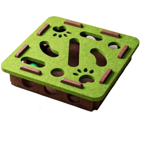 Qixfyze Katzenkratzpuzzle-bereicherungsbox, Katzenkratzpuzzle-Box-Spielzeug für Hauskatzen, Interaktives Katzenspielzeug, Kratzbrett mit 3 Glöckchenbällen(Green-A) von Qixfyze