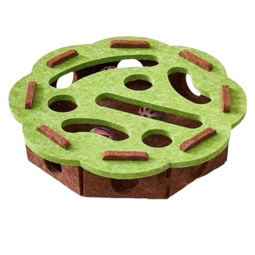 Qixfyze Katzenkratzpuzzle-bereicherungsbox, Katzenkratzpuzzle-Box-Spielzeug für Hauskatzen, Interaktives Katzenspielzeug, Kratzbrett mit 3 Glöckchenbällen(Green-B) von Qixfyze