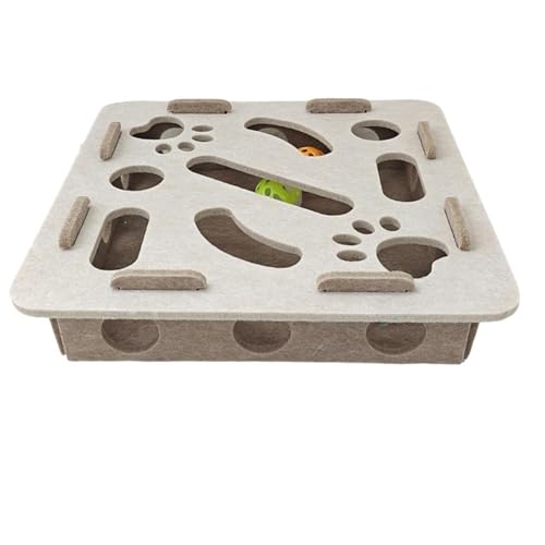 Qixfyze Katzenkratzpuzzle-bereicherungsbox, Katzenkratzpuzzle-Box-Spielzeug für Hauskatzen, Interaktives Katzenspielzeug, Kratzbrett mit 3 Glöckchenbällen(White-A) von Qixfyze