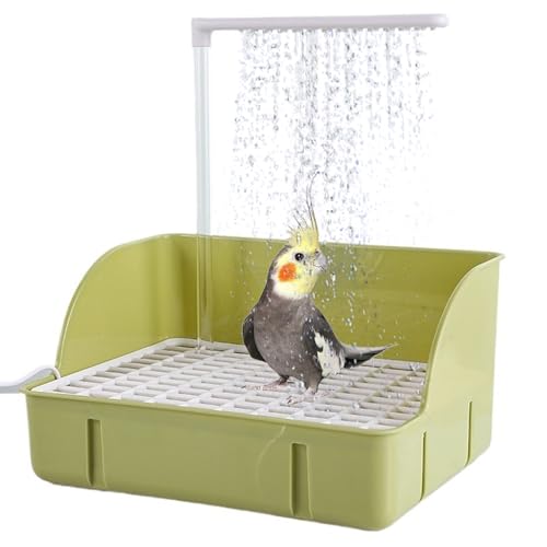 Qixfyze Vogeldusche mit Solar, Elektrisch Vogel Dusche Wellensittich Nymphensittiche, Automatische Vogel Käfig Dusche Haustier Badewanne Zirkulierende Wasserdusche Vogelbad(Grün) von Qixfyze