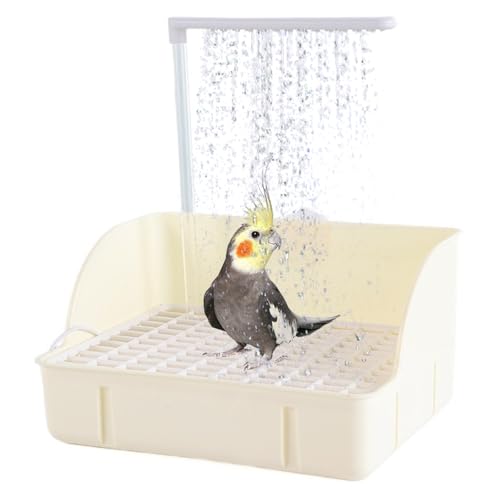 Qixfyze Vogeldusche mit Solar, Elektrisch Vogel Dusche Wellensittich Nymphensittiche, Automatische Vogel Käfig Dusche Haustier Badewanne Zirkulierende Wasserdusche Vogelbad(Weiß) von Qixfyze