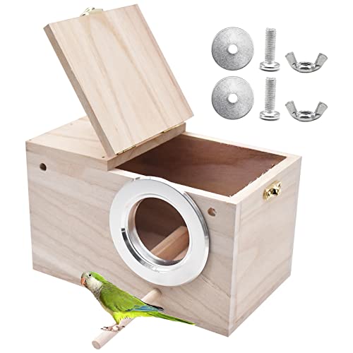 Qixuer 1 Stücke Massivholz Papagei Zucht Box,Durable Vogelzuchtbox Nistkasten Vogelhaus Nisthaus Vogelzuchtbox Holz Voliere Brutkasten für Liebevogel Ellensittich Sittich Lovebirds Papageien von Qixuer