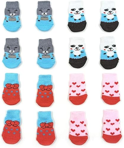 Qiyuting 4 Paar rutschfeste Hundesocken und Katzensocken mit Gummiverstärkung, Haustierpfotenschutz für Hartholzböden im Innenbereich Qiyuting 4 Paar rutschfeste Hundesocken und Katzensocken mit Gummiverstärkung, Haustierpfotenschutz für Hartholzböden im Innenbereich von Qiyuting