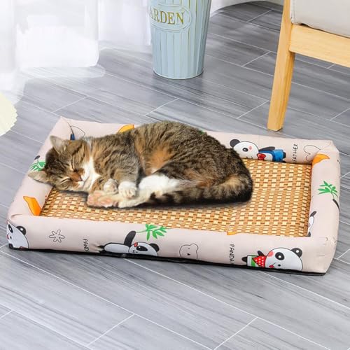 Qiyuting Haustier-Eiskissen-Matte, waschbar, natürliches Rattan, Haustier-Kühlmatte, Bett für Hunde, Katzen, Haustier-Eiskissen, Rattan-Matte, Nest, Sommer, Haustier, gewebt, atmungsaktiv, quadratisch Qiyuting Haustier-Eiskissen-Matte, waschbar, natürliches Rattan, Haustier-Kühlmatte, Bett für Hunde, Katzen, Haustier-Eiskissen, Rattan-Matte, Nest, Sommer, Haustier, gewebt, atmungsaktiv, quadratisch von Qiyuting
