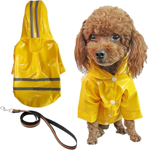 Qiyuting Hunderegenmantel, leichter wasserdichter Regenmantel mit reflektierendem Streifen, geeignet für kleine und mittelgroße Hunde Qiyuting Hunderegenmantel, leichter wasserdichter Regenmantel mit reflektierendem Streifen, geeignet für kleine und mittelgroße Hunde von Qiyuting