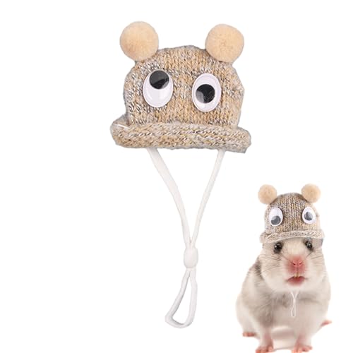 Hamstermütze, Süße Handgestrickte Haustiermütze Mit Verstellbaren Riemen, Stylisches Weihnachts-Party-Accessoire Für Eidechsen, Meerschweinchen Und Reptilien (Gelb) von Qizeroty