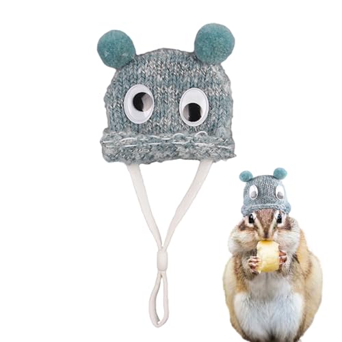 Hamstermütze, Süße Handgestrickte Haustiermütze Mit Verstellbaren Riemen, Stylisches Weihnachts-Party-Accessoire Für Eidechsen, Meerschweinchen Und Reptilien (Hellblau) von Qizeroty
