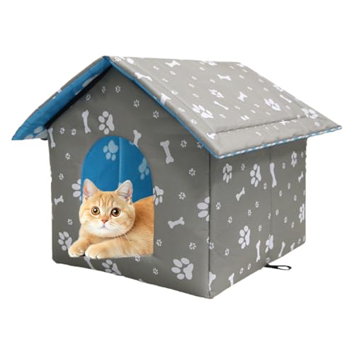 Katzenhaus Für Draußen, Katzenhaus Outdoor, Winterfest Wasserdicht Wetterfester Katzenhöhle, Welpenhütte Im Freien, Faltbare Katzenhöhle Haustierhaus, Katzenhause Tierheim Für Streuner Haustiere von Qizeroty