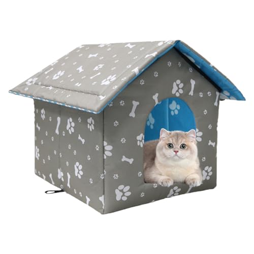 Katzenhaus Für Draußen, Katzenhaus Outdoor, Winterfest Wasserdicht Wetterfester Katzenhöhle, Welpenhütte Im Freien, Faltbare Katzenhöhle Haustierhaus, Katzenhause Tierheim Für Streuner Haustiere von Qizeroty