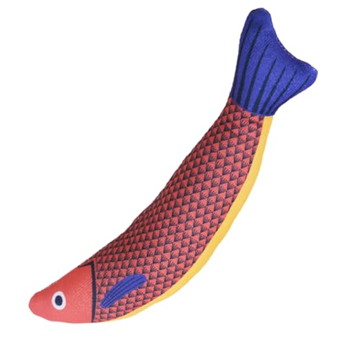 Qizeroty Fische Simulation Waschbares Katzen Spielzeug, Kauresistentes Beißspielzeug, Interaktives Cartoon-Haustierprodukt Für Katzen Zum Flattern, Rollen, Bewegen Und Bewegen (Rot und Weiß) von Qizeroty