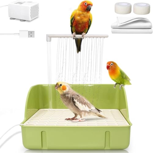 Qizeroty Vogel Dusche | Automatischer Zirkulierender Vogelbrunnen Mit Pumpe | Zubehör Für Vogelkäfige Für Wellensittiche, Aras, Sittiche, Spatzen, Nymphensittiche Und Finken von Qizeroty