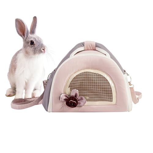 Tragbar Haustier, Transportbox Für Katze Mit Seitlicher Öffnung, Reisezubehör Für Haustiere Im Freien, Geeignet Für Meerschweinchen, Vögel Und Kaninchen (Rosa) von Qizeroty