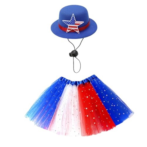 Qkbuza -Gänse -Outfit -Set, Gänsekleidung - Star DRINT FORMAL GANGES Rock HATSET - 23 Zoll Independence Day Tier Buntes Ballettrock für Hochzeitshof von Qkbuza