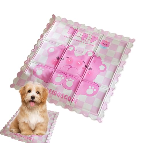 Qkbuza Kühlbett für Hunde, Kühlpad für Autositze | faltbare Kühlmatte – 34,5 x 34,5 cm, mit Gelfüllung gefüllt, Katzenbedarf von Qkbuza