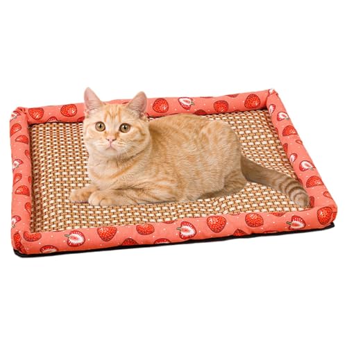 Qkbuza Kühlmatte für Haustiere, Katzen-Kühlmatte, hochhitzebeständig, Rattan, quadratisch, waschbar, 49,8 x 39,9 cm, für Box-Training, Campingausflüge von Qkbuza