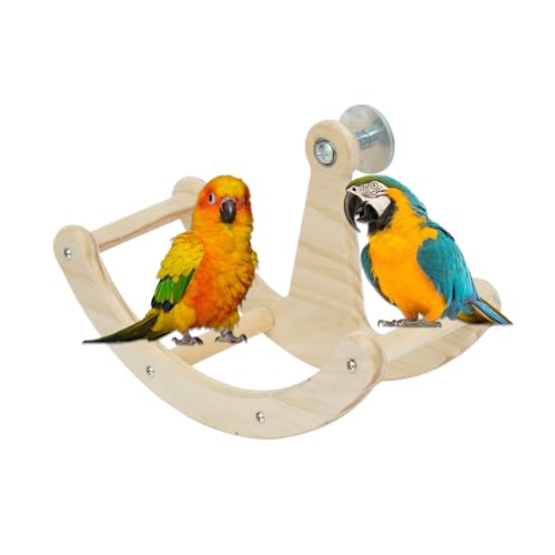 Qkbuza Vogel-Sitzstange Spielzeug – drehbarer Vogelkäfig aus Holz – Ständer interaktives Spielzeug für Kanarienvögel Nymphensittiche Taube Lovebird Tiere Haustier Sittich Conure Home von Qkbuza
