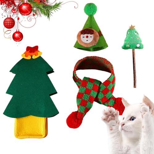 Qkbuza Weihnachtliches Katzenspielzeug | Festliches -Schal-Outfit für Katzen | Weihnachtskatzenkostüm-Set, Katzen-Weihnachtskostüm-Dekoration für den Innen-Katzenurlaub Qkbuza Weihnachtliches Katzenspielzeug | Festliches -Schal-Outfit für Katzen | Weihnachtskatzenkostüm-Set, Katzen-Weihnachtskostüm-Dekoration für den Innen-Katzenurlaub von Qkbuza
