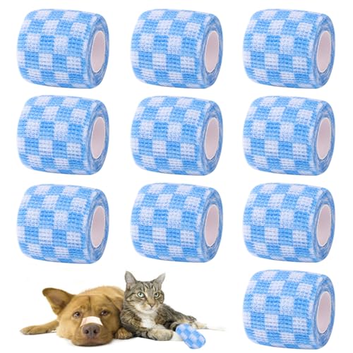 10 Rollen Hundebandage, Einweg-Hundepfotenbandage Selbstklebende Vliesbandagen für Pfoten Elastische Pfotenschoner für Hunde/Katzen Outdoor Walking 5.0cmx4M (M) von QmjdDymx