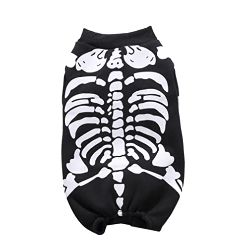 QmjdDymx Halloween Hundekostüm, Schädel, Kostüm, Schwarz, XL, Polyester, Tierkostüm von QmjdDymx