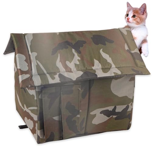 QmjdDymx Outdoor-Katzenhaus Wasserdicht Winddicht Thermische Oxford Tuch Wilde Katze Unterschlupf mit Etikett Schwamm Füllung Zippered Abnehmbare Outdoor-Katze Zwinger von QmjdDymx