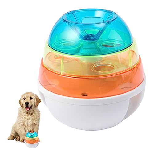 QmjdDymx Haustier Futter Ball Spielzeug behandelt Tower Hunde Katze Slow Feeder Hunde Schüssel behandeln Spender Hund Spielzeug Interaktive Spielzeug Haustier Vorräte für Hunde Katzen (farbenfroh) von QmjdDymx