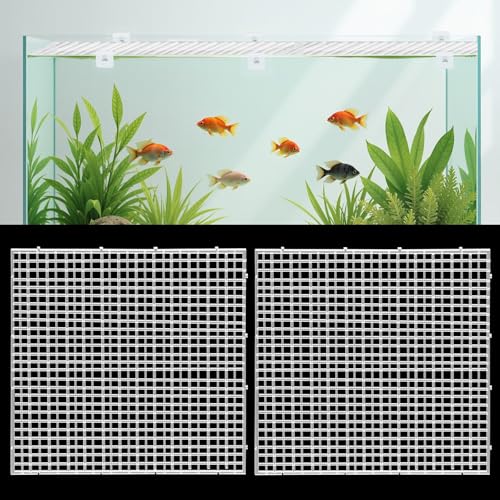 QoTang 4 Stück Aquarium Abdeckung,Aquarium Deckel Aquarium Bildschirmnetz Kunststoffgitter mit 8 Halterungen und 8 Kabelbindern,Anti-Spring-Terrariendeckel für Reptilien & Wassertiere,30x30 cm von QoTang
