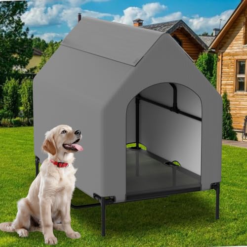 Extra großes Hundehaus, 2-in-1, extra großes Hundehaus mit 21,6 cm erhöhtem Hundebett, wetterfest, wasserdicht, für den Außenbereich, leicht zu reinigen, 121,9 cm Extra großes Hundehaus, 2-in-1, extra großes Hundehaus mit 21,6 cm erhöhtem Hundebett, wetterfest, wasserdicht, für den Außenbereich, leicht zu reinigen, 121,9 cm von Qonimm