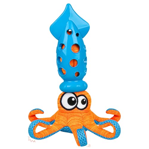 Qonline Langlebiges Oktopus-förmiges quietschendes Hundespielzeug, interaktives Tauziehen und Zahnen, sicheres TPR-Material, niedliches Haustierspielzeug für Hunde, geschmeidiges Design für Spaß, von Qonline