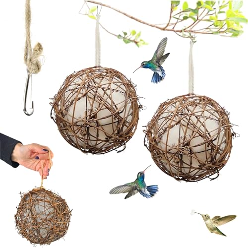 Bird Nesting Material Holder, Handmade Birdhouse and Birdhouse Materials, Refillable Globe Nester for Birdhouse and Bird Nesting Materials (2 Set-1.97in) von Qosigote