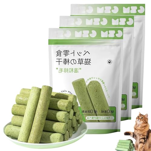 Cat Chew Stick, Cat Grass Teething Stick, cat chew Sticks for Indoor Cats, Irresistibly Attractive Cat Chewing Toy for Hours of Fun and Dental Health (3 Pcs) von Qosigote
