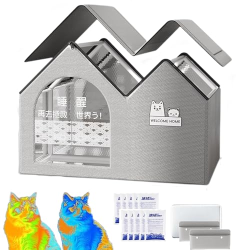 Cool & Cozy Kühlhaus, Kühlhaus Für Katzen, Faltbares Cat-Air-Conditioning-House, Ganzjahresnutzung, Wasserdicht, Klimatisiertes Katzenhaus Für Zuhause, Hunde, Kätzchen, Haustier (Grau-c,80*50*55cm) Cool & Cozy Kühlhaus, Kühlhaus Für Katzen, Faltbares Cat-Air-Conditioning-House, Ganzjahresnutzung, Wasserdicht, Klimatisiertes Katzenhaus Für Zuhause, Hunde, Kätzchen, Haustier (Grau-c,80*50*55cm) von Qosigote