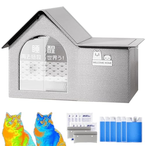 Cool & Cozy Kühlhaus, Kühlhaus Für Katzen, Faltbares Cat-Air-Conditioning-House, Ganzjahresnutzung, Wasserdicht, Klimatisiertes Katzenhaus Für Zuhause, Hunde, Kätzchen, Haustier (Grau-a,70*50*45cm) Cool & Cozy Kühlhaus, Kühlhaus Für Katzen, Faltbares Cat-Air-Conditioning-House, Ganzjahresnutzung, Wasserdicht, Klimatisiertes Katzenhaus Für Zuhause, Hunde, Kätzchen, Haustier (Grau-a,70*50*45cm) von Qosigote