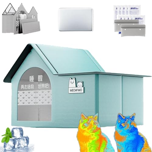 Cool & Cozy Kühlhaus, Kühlhaus Für Katzen, Faltbares Cat-Air-Conditioning-House, Ganzjahresnutzung, Wasserdicht, Klimatisiertes Katzenhaus Für Zuhause, Hunde, Kätzchen, Haustier (Grün-b,70*50*45cm) Cool & Cozy Kühlhaus, Kühlhaus Für Katzen, Faltbares Cat-Air-Conditioning-House, Ganzjahresnutzung, Wasserdicht, Klimatisiertes Katzenhaus Für Zuhause, Hunde, Kätzchen, Haustier (Grün-b,70*50*45cm) von Qosigote