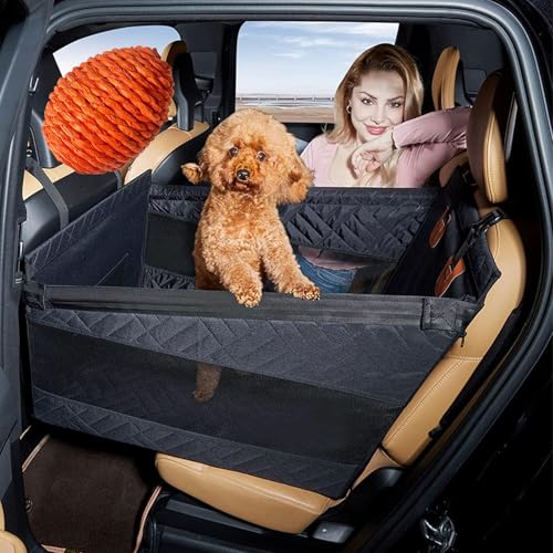 Hunde Hartboden Einzelsitz, Hartboden Autositz Erweiterung Hund Mit Netzfenster, Hund Auto Rückbank, Wasserdichter Rutschfester, Bieten Optimalen Schutz (Schwarz,56x56x40cm) von Qosigote