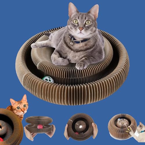 Kratzkokon, Katzenwirbel KatzenLiebling, Kratzbretter Katze, Interaktive Kratzunterlage mit Ball,Katzenspielzeug Intelligenz Intelligenzspielzeug (1 Pc) von Qosigote