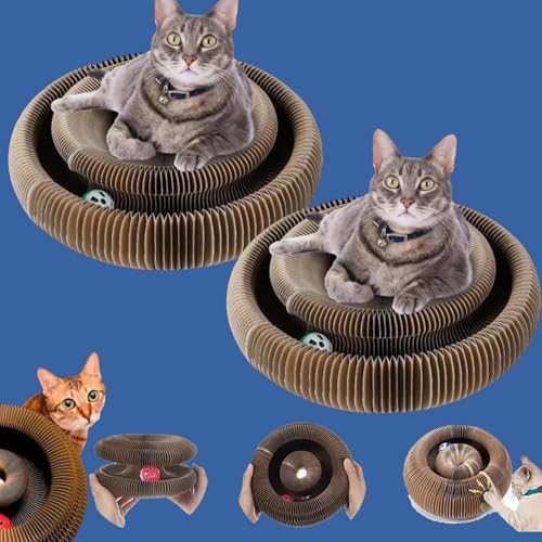 Kratzkokon, Katzenwirbel KatzenLiebling, Kratzbretter Katze, Interaktive Kratzunterlage mit Ball,Katzenspielzeug Intelligenz Intelligenzspielzeug (2 Pcs) von Qosigote