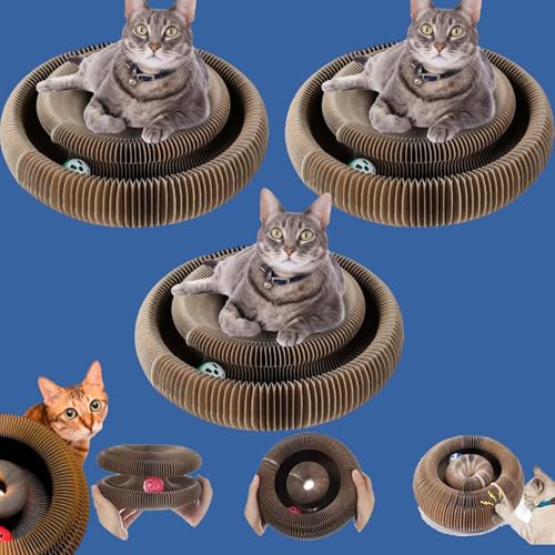Kratzkokon, Katzenwirbel KatzenLiebling, Kratzbretter Katze, Interaktive Kratzunterlage mit Ball,Katzenspielzeug Intelligenz Intelligenzspielzeug (3 Pcs) von Qosigote