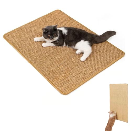 Meowvo Natural Sisal Cat Scratch Pad, Sisal Teppich Katzen Kratzbrett Wand, Sisalteppich, Durable, Non-Slip, and Cozy, Schützen Sie Ihre Möbel (75 * 75 cm) von Qosigote