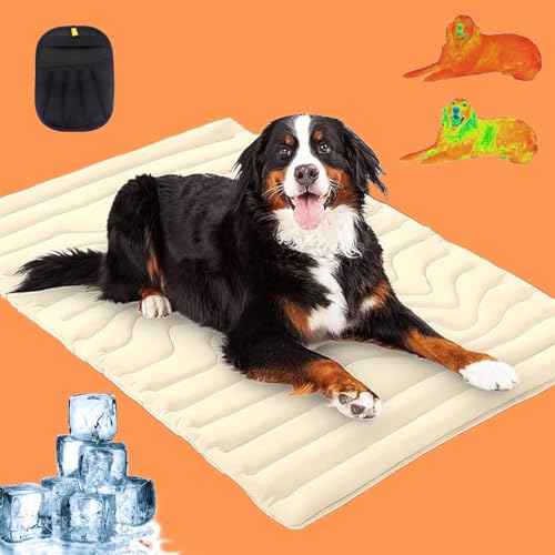 Mondpfote Childcare Pro Die Innovative Kühlmatte Für Hunde, Kühlmatte Hund Aus Kühlgewebe Wendbar, Maschinenwaschbar, Selbstkühlende Pads Sicher Und Komfortabel Für Deinen Hund (Beige,L/122 * 71cm) Mondpfote Childcare Pro Die Innovative Kühlmatte Für Hunde, Kühlmatte Hund Aus Kühlgewebe Wendbar, Maschinenwaschbar, Selbstkühlende Pads Sicher Und Komfortabel Für Deinen Hund (Beige,L/122 * 71cm) von Qosigote