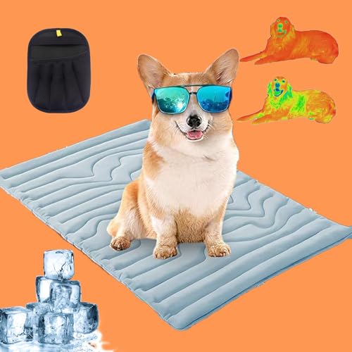 Mondpfote Childcare Pro Die Innovative Kühlmatte Für Hunde, Kühlmatte Hund Aus Kühlgewebe Wendbar, Maschinenwaschbar, Selbstkühlende Pads Sicher Und Komfortabel Für Deinen Hund (Blau,L/122 * 71cm) Mondpfote Childcare Pro Die Innovative Kühlmatte Für Hunde, Kühlmatte Hund Aus Kühlgewebe Wendbar, Maschinenwaschbar, Selbstkühlende Pads Sicher Und Komfortabel Für Deinen Hund (Blau,L/122 * 71cm) von Qosigote