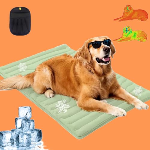 Mondpfote Childcare Pro Die Innovative Kühlmatte Für Hunde, Kühlmatte Hund Aus Kühlgewebe Wendbar, Maschinenwaschbar, Selbstkühlende Pads Sicher Und Komfortabel Für Deinen Hund (Grün,XL/150 * 101 cm) Mondpfote Childcare Pro Die Innovative Kühlmatte Für Hunde, Kühlmatte Hund Aus Kühlgewebe Wendbar, Maschinenwaschbar, Selbstkühlende Pads Sicher Und Komfortabel Für Deinen Hund (Grün,XL/150 * 101 cm) von Qosigote