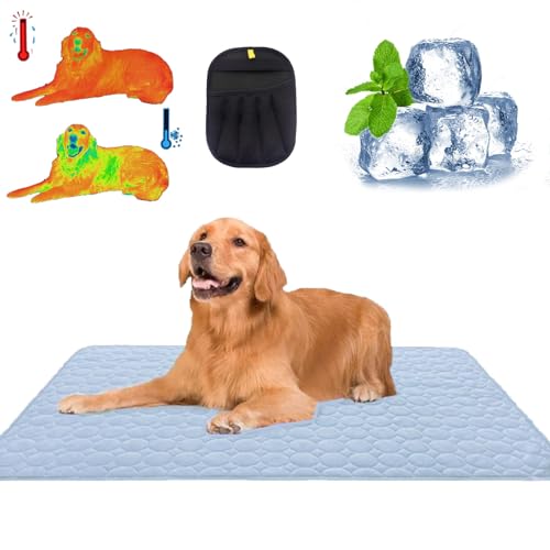 Qosigote 2025 Neues Upgrade Premium Kühlmatte Für Hunde, Hundekühlmatte Selbstkühlend, Sommer Kühlkissen Für Hunde Waschbar, Den Sommer, Unterwegs Oder Im Auto (Blau-a,Xs/40 * 30cm) von Qosigote