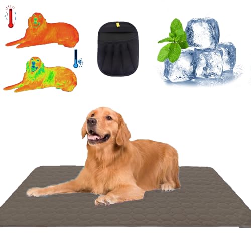 Qosigote 2025 Neues Upgrade Premium Kühlmatte Für Hunde, Hundekühlmatte Selbstkühlend, Sommer Kühlkissen Für Hunde Waschbar, Den Sommer, Unterwegs Oder Im Auto (Braun-a,S/50 * 40cm) von Qosigote