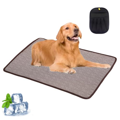 Qosigote 2025 Neues Upgrade Premium Kühlmatte Für Hunde, Hundekühlmatte Selbstkühlend, Sommer Kühlkissen Für Hunde Waschbar, Den Sommer, Unterwegs Oder Im Auto (Braun-b,S/50 * 40cm) von Qosigote