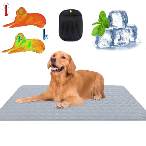 Qosigote 2025 Neues Upgrade Premium Kühlmatte Für Hunde, Hundekühlmatte Selbstkühlend, Sommer Kühlkissen Für Hunde Waschbar, Den Sommer, Unterwegs Oder Im Auto (Grau-a,Xs/40 * 30cm) von Qosigote